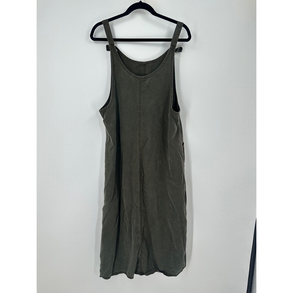 Valerie Stevens Midi‎ Dress PL Lagan look Charcoal Gray Pinafore Bib Pockets - Picture 7 of 9